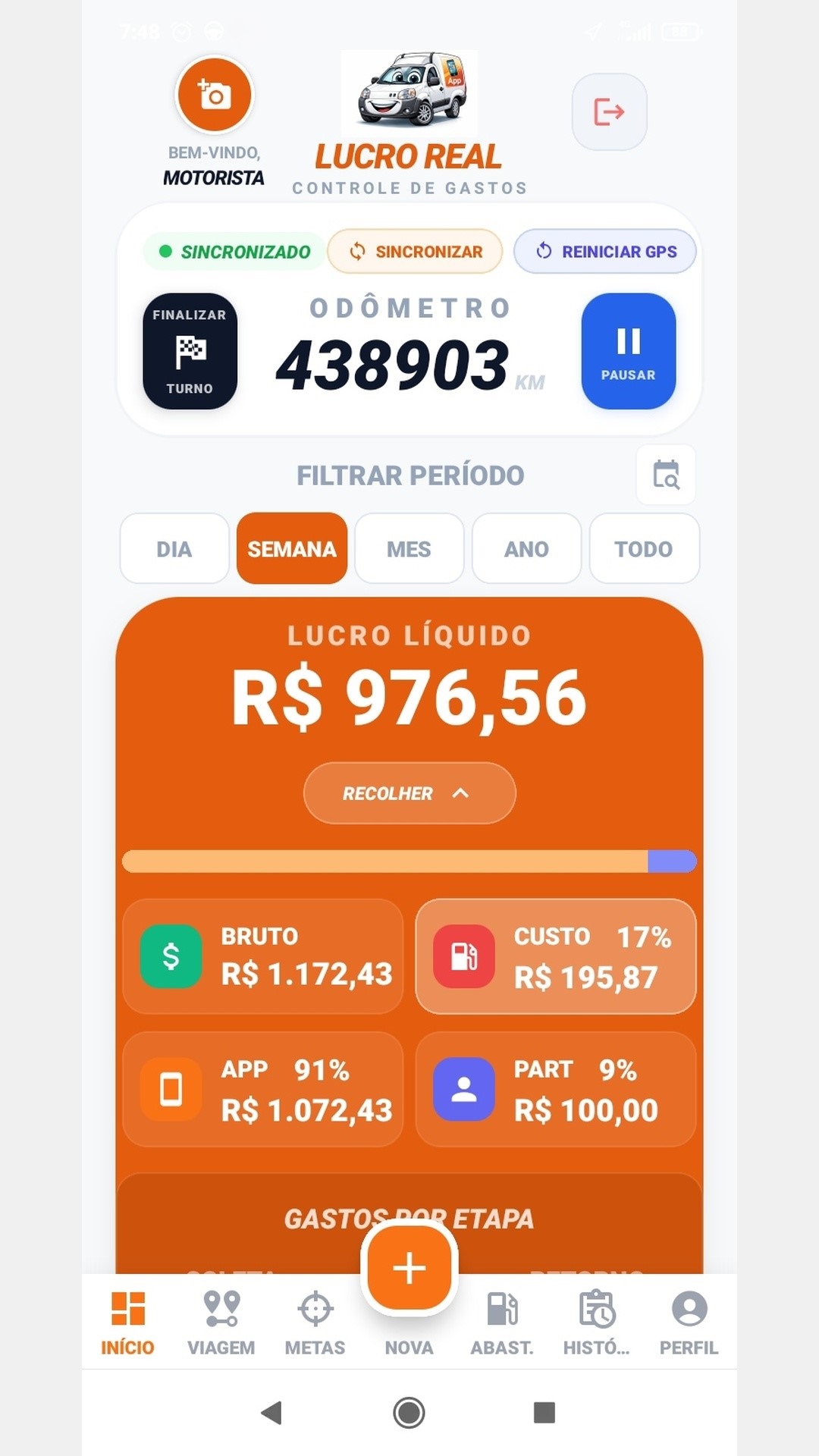 Lucro Real - Dashboard principal